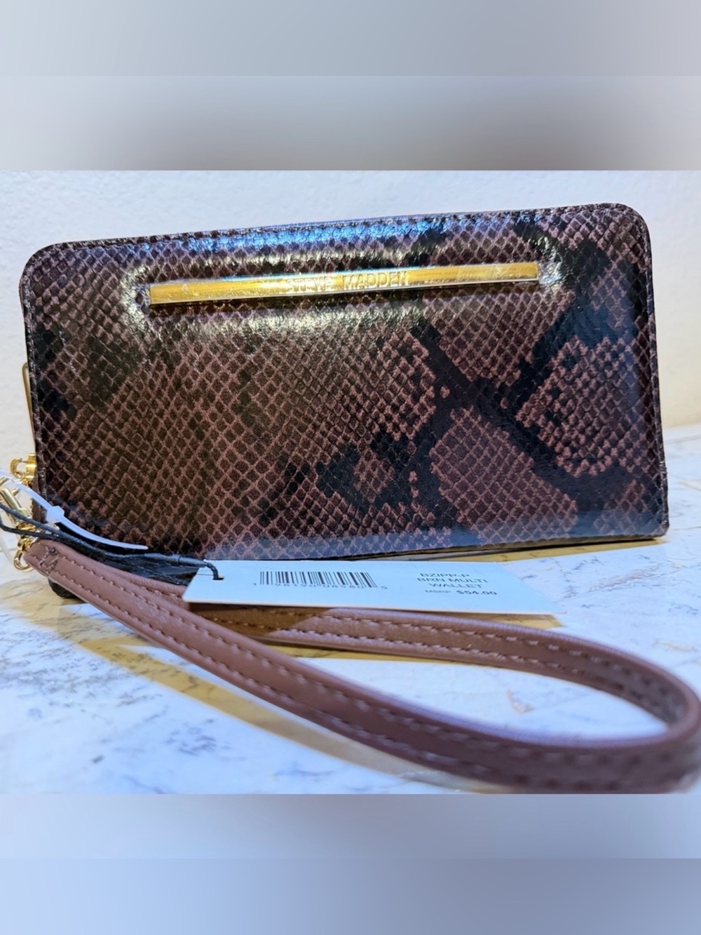 SAVED FOR SOMEONE ELSE Steve Madden Snake-Print Wristlet with Gold Accent